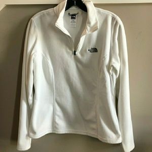 North Face white 1/4 zip fleece pullover